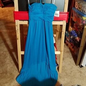 City Trends Blue Halter Strap Dress High Low Small